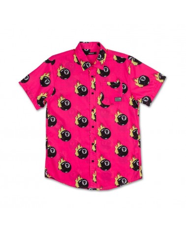 Pink Dolphin - 8BALL FLAMES BUTTON UP - Pink