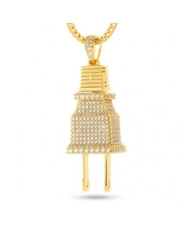 King Ice - 14K Gold "Empire" CZ Plug Necklace - From Fox's Empire - Medium 