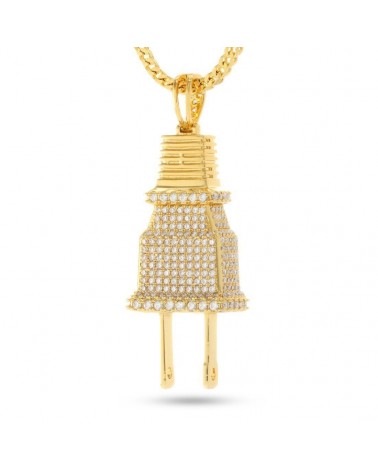 King Ice - 14K Gold "Empire" CZ Plug Necklace - From Fox's Empire - Medium 