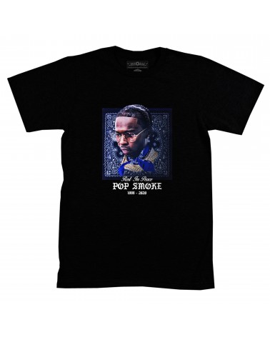 Block Custom - Pop Smoke Stars Moon Merch Tee - Balack