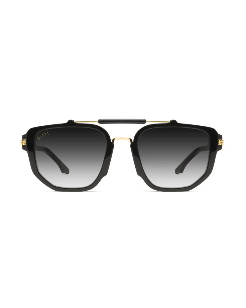 9Five Eyewear - Lawrnce 24K Gold Dipped Sunglasses - Black/24K Gold Plated