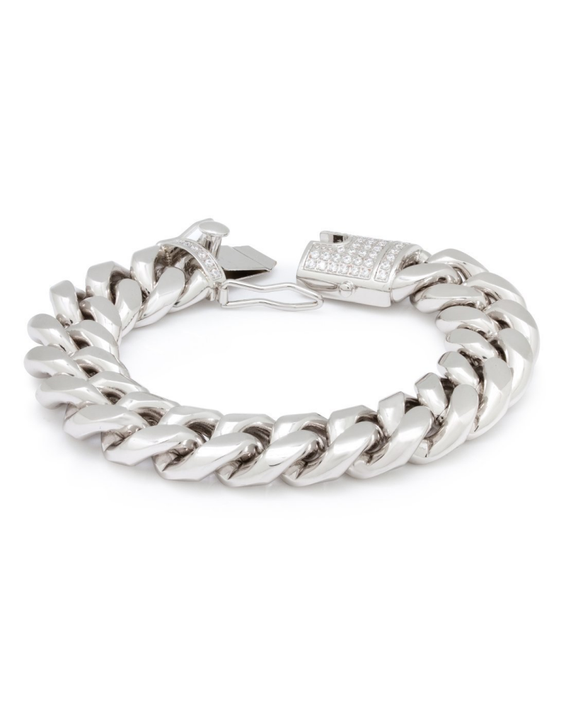 KING ICE - 12MM Miami Cuban Bracelet - White Gold