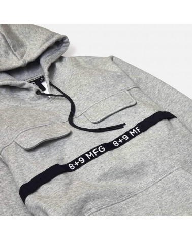 8 & 9 Clothing - Strapped Up Fleece Hoody - Grey / Black