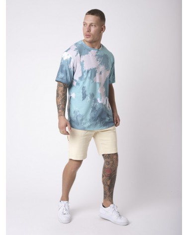 PROJECT X PARIS - ABSTRACT PAINTING EFFECT TEE - AQUA/SKY