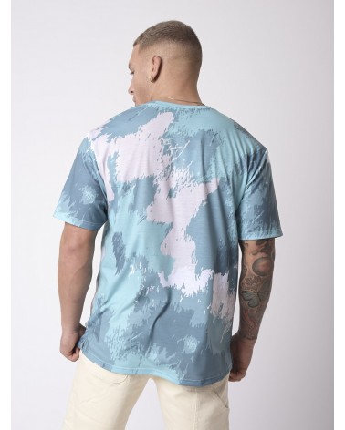 PROJECT X PARIS - ABSTRACT PAINTING EFFECT TEE - AQUA/SKY