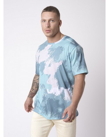 PROJECT X PARIS - ABSTRACT PAINTING EFFECT TEE - AQUA/SKY