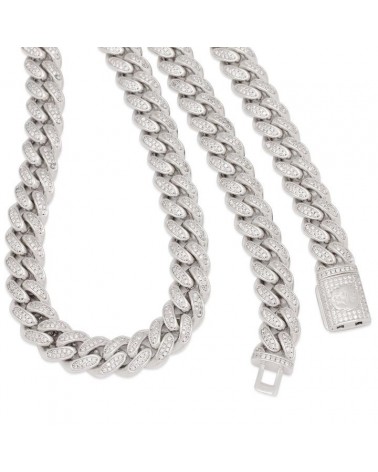 King Ice - 15mm - 14K Gold Iced Miami Cuban Chain - White Gold