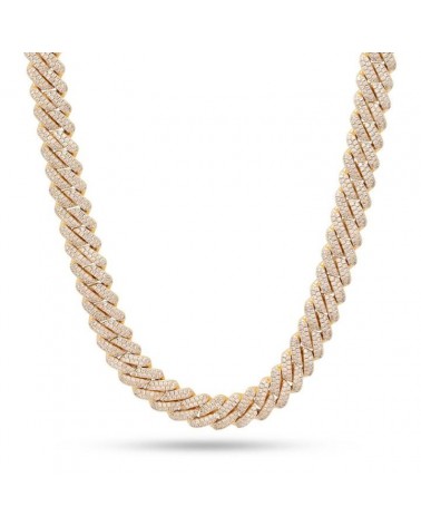 King Ice - 12mm - 14K Gold Iced Diamond Cut Miami Cuban Chain - Gold