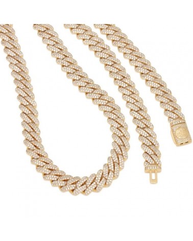 King Ice - 12mm - 14K Gold Iced Diamond Cut Miami Cuban Chain - Gold