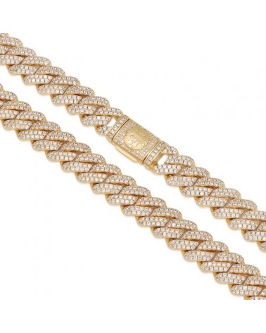 King Ice - 12mm - 14K Gold Iced Diamond Cut Miami Cuban Chain - Gold