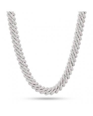 King Ice - 12mm - 14K Gold Iced Diamond Cut Miami Cuban Chain - White Gold