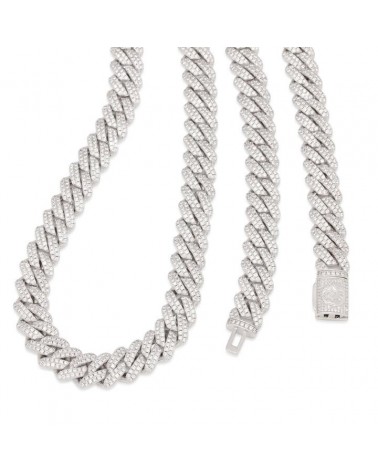 King Ice - 12mm - 14K Gold Iced Diamond Cut Miami Cuban Chain - White Gold