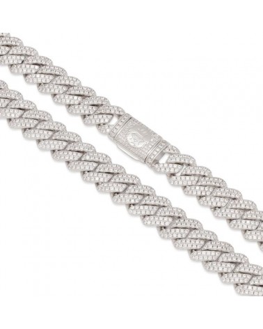 King Ice - 12mm - 14K Gold Iced Diamond Cut Miami Cuban Chain - White Gold