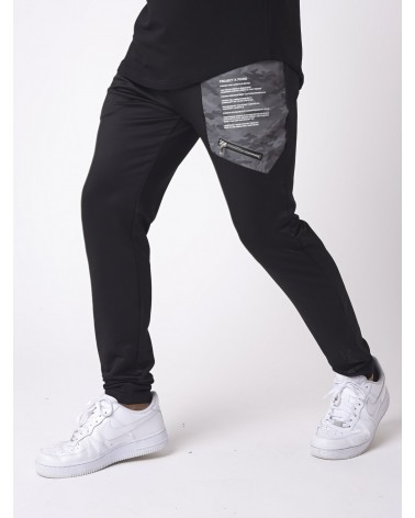 PROJECT X PARIS - CAMO REFLECTIVE YOKE PANT - BLACK