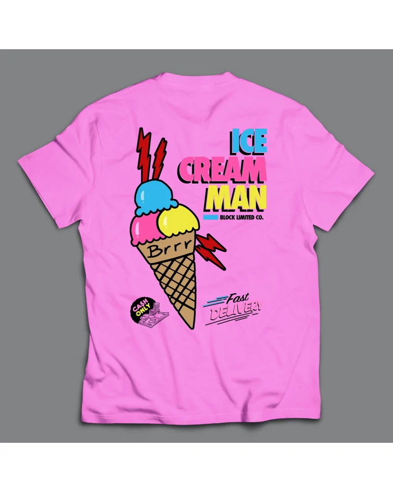 Block Limited - Ice Cream Man Tee - Pink | blockshops