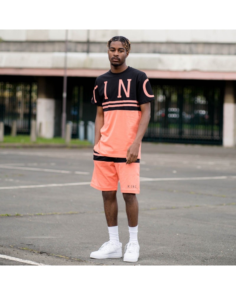 King Apparel - Leyton Twin Tee - Black / Coral