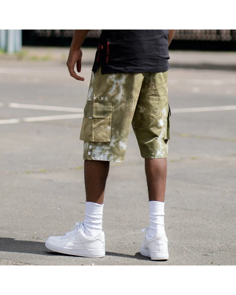 King Apparel - Earlham Cargo Shorts - Camo Acid Wash | blockshops