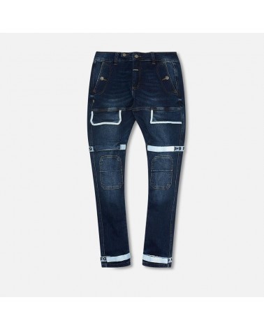 8 & 9 Clothing - Strapped Up Utility Dark Washed Jeans - Dark Denim