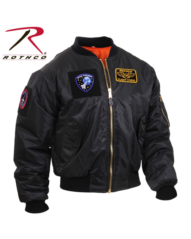 Rothco - MA-1 Flight Jacket With Patches- Black