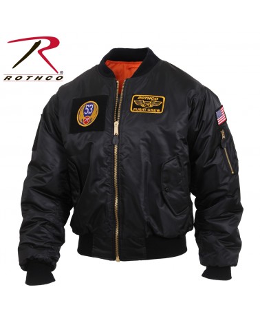 Rothco - MA-1 Flight Jacket With Patches- Black
