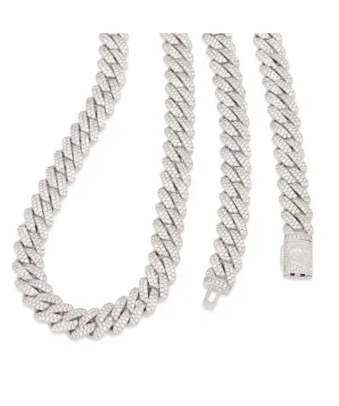 KING ICE - 12MM Iced Diamond Cut Miami Cuban Chain - White Gold | b...