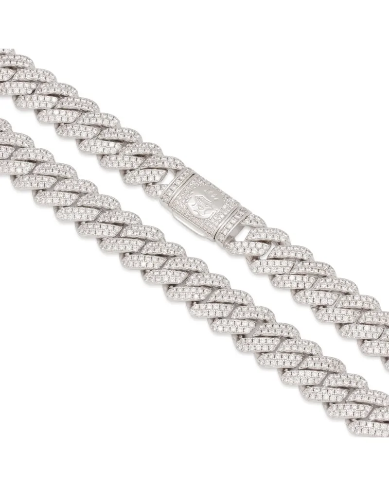 KING ICE - 12MM Iced Diamond Cut Miami Cuban Chain - White Gold | b...