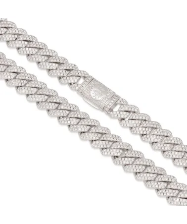 KING ICE - 12MM Iced Diamond Cut Miami Cuban Chain - White Gold | b...