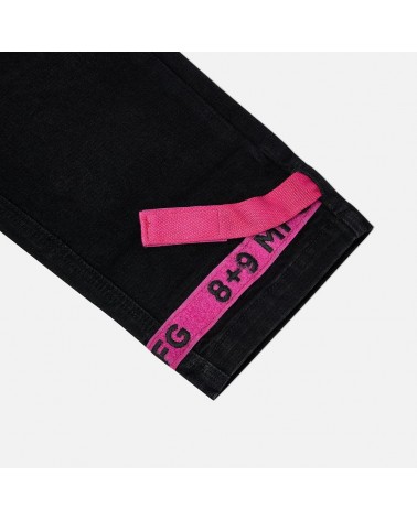 8 & 9 Clothing - Strapped Up Slim Denim Jeans - Black/Pink