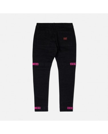 8 & 9 Clothing - Strapped Up Slim Denim Jeans - Black/Pink