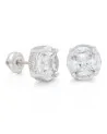 KING ICE - 14K White Gold 3D Button Earrings