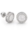 KING ICE - 14K White Gold Button Stud Earrings