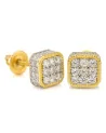 King Ice - Square Stud Earrings- 14K White Gold