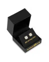 KING ICE - 925 Sterling Silver Gold Square Stud Earrings
