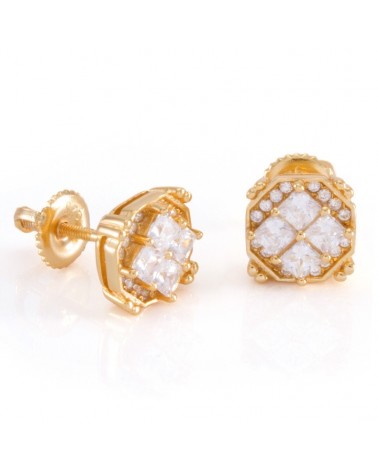 KING ICE - Quad Earrings - 14K Gold Pleated