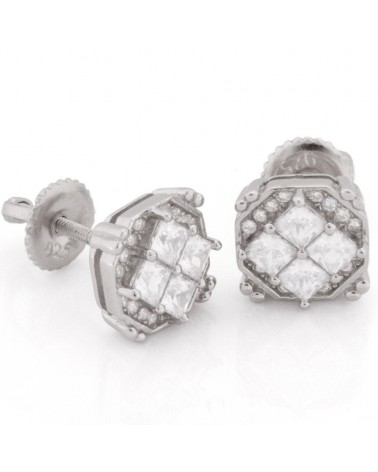 KING ICE - Quad Earrings - 14K White Gold Pleated