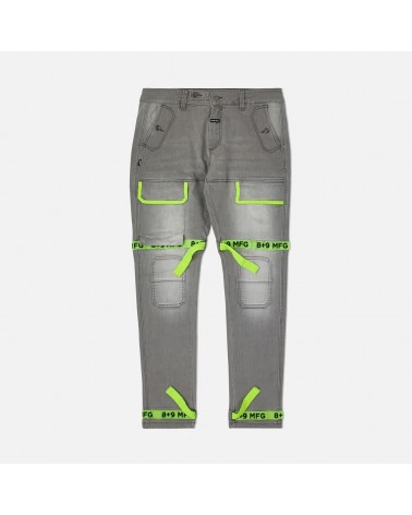 8 & 9 Clothing - Strapped Up Utility  Jeans - Grey / Volt