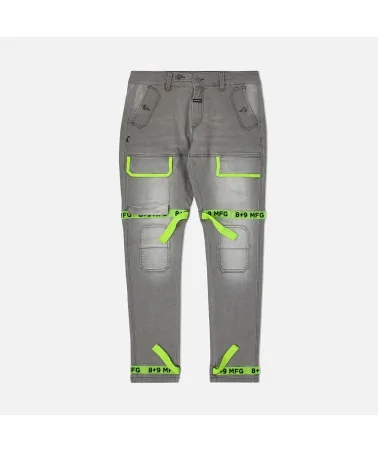 8 & 9 Clothing - Strapped Up Utility  Jeans - Grey / Volt