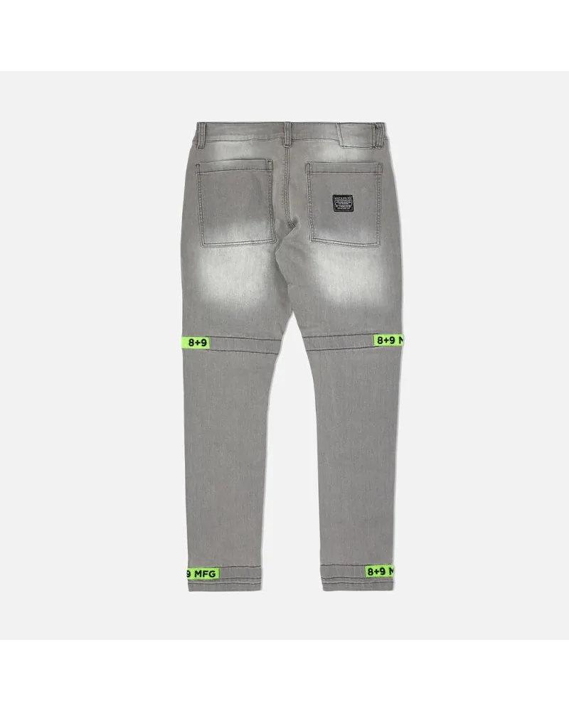 8 & 9 Clothing - Strapped Up Utility Jeans - Grey / Volt | blockshops