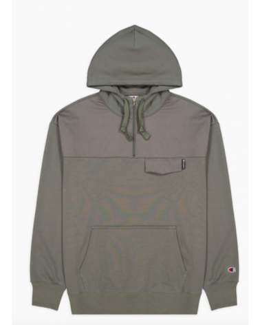 Champion - Hooded Half Zip Sweatshirt - Grey