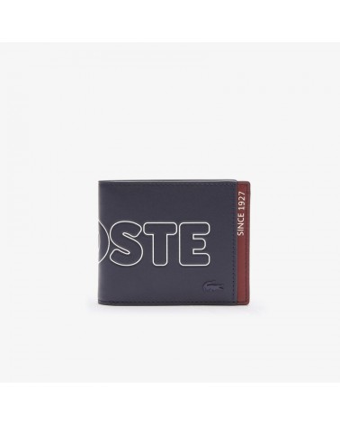 Lacoste - Fitzgerald Branded Leather Foldable Wallet - Navy