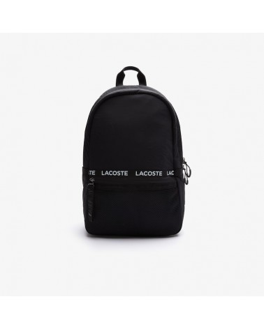 Lacoste Classic - Unisex Branded Band And Straps Nylon Backpack - Black