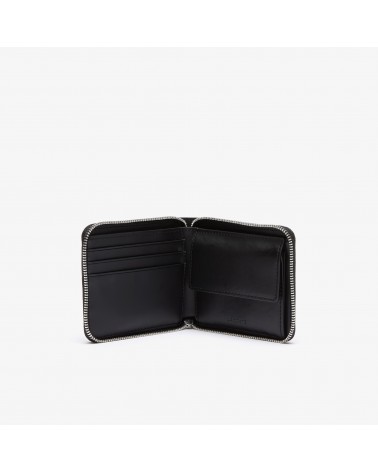 Lacoste - Monogram Embossed Leather Pouch Purse - Black