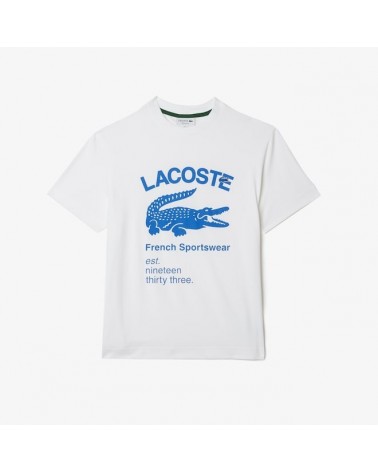 Lacoste - Men's Relaxed Fit Crocodile T-Shirt - White