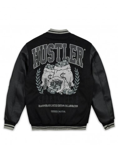 Reason - Hustler Wool Varsity Jacket - Black