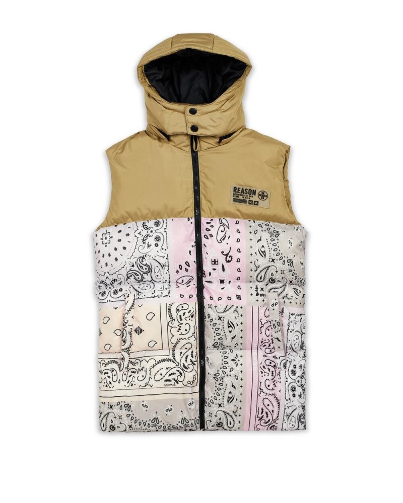 Reason - Paisley Hooded Puffer Vest - Mc