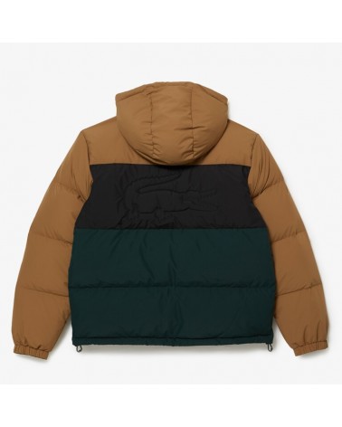 Lacoste Live - Quilted Colour-Block Water-Repellent Short Jacket - Brown / Black / Green