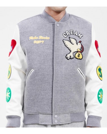 Roku Studio -  Cream Varsity Jacket - Grey