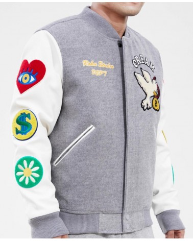 Roku Studio -  Cream Varsity Jacket - Grey