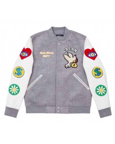 Roku Studio -  Cream Varsity Jacket - Grey