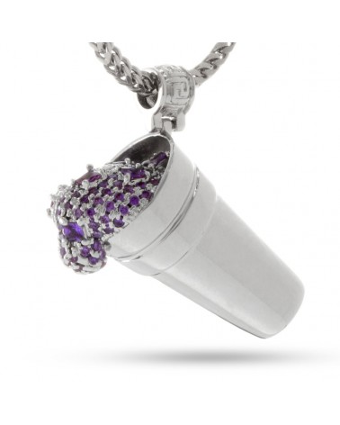 King Ice - 18K Gold Purple Drank Necklace - White Gold